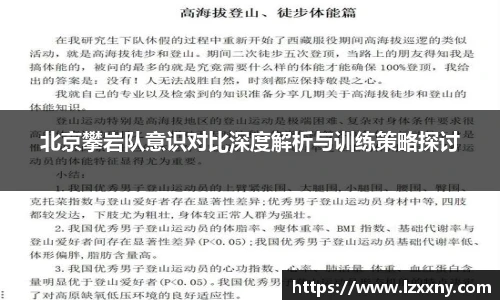 北京攀岩队意识对比深度解析与训练策略探讨